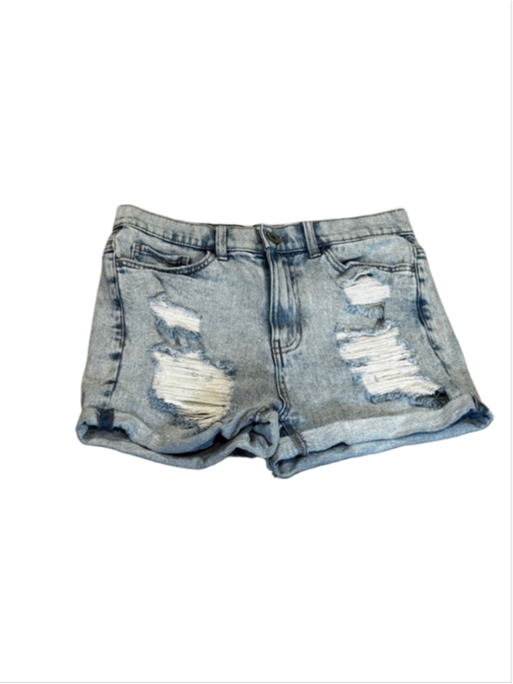 SO Vintage Stretch Mom Short Light Wash Distressed